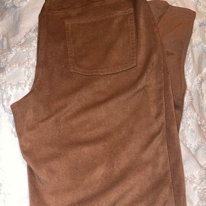 Faux camel suede size 10 petite skinny pants with stretch waste band